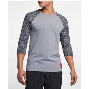 Air Jordan 3 Black Cement Size 3XL Raglan Sleeve Tee Mens NWT Gray 3/4 Sleeve